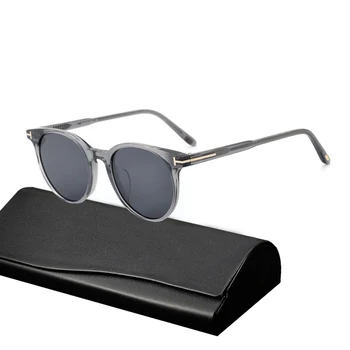 Дизайн бренда Tom Поляризованные солнцезащитные очки для мужчин и женщин, круглые солнцезащитные очки в стиле ретро с UV400, Солнцезащитные очки в винтажной ацетатной оправе, очки