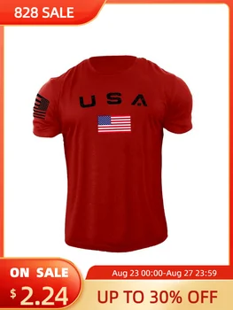 Мужская футболка, летняя футболка с короткими рукавами и принтом американского флага, уличный карнавал в честь Дня независимости США, одежда оверсайз