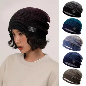 Эластичная зимняя шапка Уютные стильные вязаные шапки унисекс с флисовой подкладкой для осени и зимы Дизайн уличной одежды с высокой эластичностью