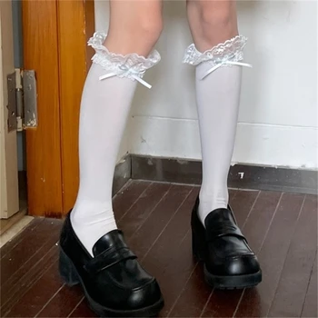 Носки из 2 предметов для девочек-леди, дышащие носки, эластичные с декором в виде банта