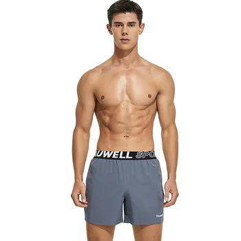 Новые мужские шорты TAUWELL, спортивные штаны для бега и фитнеса из полиэстера и аммиачного материала, брюки с внутренним карманом, трехсторонние брюки