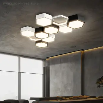 Светодиодный потолочный светильник Современный торговый центр Простая атмосфера гостиной Офис Скандинавская модель Спальня Шестиугольные креативные лампы Diy