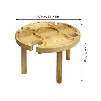 Винный столик Открытый Складной Стеклянный держатель Деревянный Портативный Винный столик для кемпинга Пикника 30x16 см