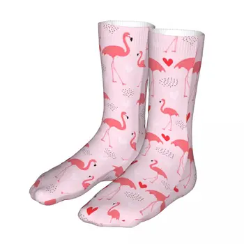 Модные носки Мужские Женские, Новинка, Розовые носки с рисунком Фламинго, Спортивные носки Весна Лето Осень Зима