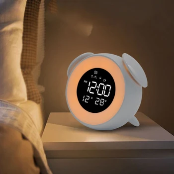 Новый музыкальный светодиодный будильник с объемным окружающим освещением, светодиодный будильник-будильник, ночник с режимом захода солнца