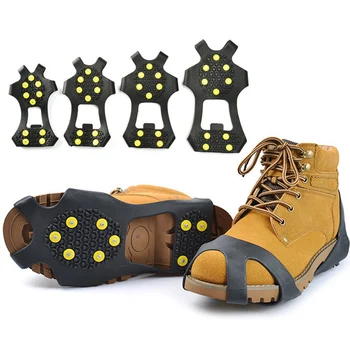 10 Шипов, противоскользящие ботинки для скалолазания из термо-резины и эластомера, покрытые снегом, льдом, для пеших прогулок, Шипы, захваты, бутсы поверх обуви, чехлы, кошки