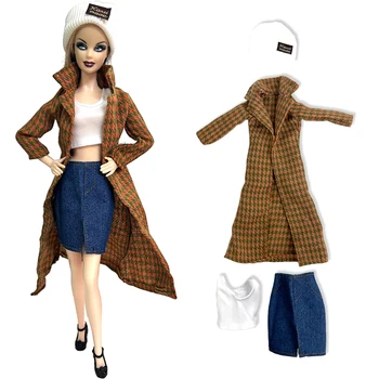 Официальный NK 1 Комплект одежды для ролевых игр с кукольным учителем, куртка с воротником-стойкой + белый короткий жилет для куклы Барби, аксессуары для кукольного дома