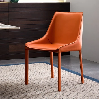Итальянское кожаное седло, Легкое роскошное кресло, Обеденный стул в скандинавском стиле для ресторана, Современный минималистичный домашний стул со спинкой, дизайнер Кафе