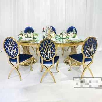 Модный свадебный стул из нержавеющей стали золотистого цвета для ресторана и банкета с круглой спинкой