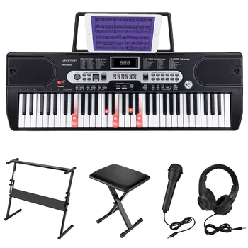 Набор Клавишных Пианино SUGIFT 61 Keys с Подсветкой Клавиш, Портативная Электронная Клавиатура для Фортепиано для Начинающих