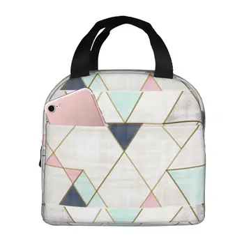 Модная треугольная темно-мятно-розовая сумка для ланча, изолированный ланч-бокс, многофункциональные сумки-тоут для ланча, Многоразовая термосумка-холодильник