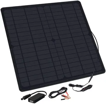Водонепроницаемая монокристаллическая солнечная панель мощностью 20 Вт 18 В с выходом постоянного тока для телефона, ноутбука, планшета, камеры, блока питания, аккумулятора 12 В