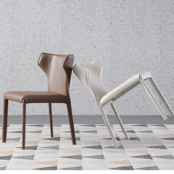 Черный Европейский обеденный стул Современные Кожаные обеденные кресла для гостиной Офисные стулья Кухонный туалетный столик Sillas Comedor Мебель для дома