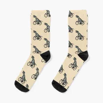 Носки с силуэтами велосипеда и динозавра тираннозавра, Женские компрессионные носки, изготовленные на заказ, новые мужские носки
