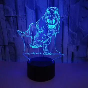 Nighdn Акриловая настольная лампа с 3D динозавром, 7 меняющих цвет светодиодных иллюзорных ламп, подарок для мальчиков, декор детской комнаты, USB ночник