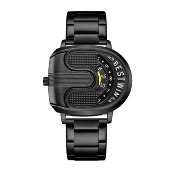 Мужские серебристо-черные деловые часы из нержавеющей стали, модные водонепроницаемые кварцевые часы из нержавеющей стали, креативные часы с хронографом Reloj