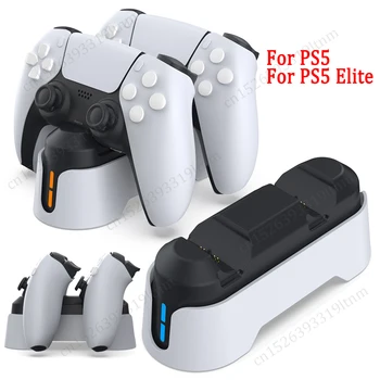 Для PS5 Зарядная Станция DualSense Для PlayStation 5 Подставка Для Двойного Быстрого Зарядного Устройства Для Беспроводного Контроллера PS5 Elite с Кабелем USB C.