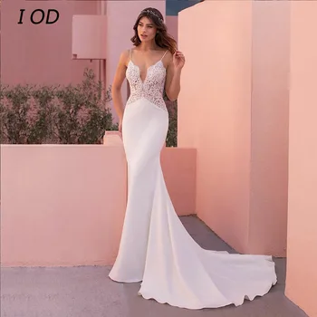 Я предпочитаю современное свадебное платье, сексуальный V-образный вырез, Тонкие бретельки, кружевные аппликации, свадебное платье с открытой спиной длиной до пола, Vestidos De Novia New