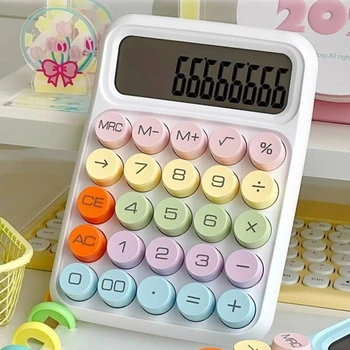Корейский Кавайный калькулятор мультяшного карамельного цвета с бесшумной механической клавиатурой, настольный финансовый и бухгалтерский обучающий калькулятор