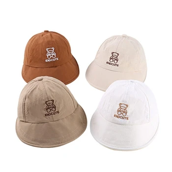 Детская шляпа, рыбацкие шляпы, модная защитная кепка для малышей, бейсболка с козырьком, детская шляпа с вышивкой медведя