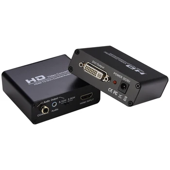 Адаптер видео-конвертера HDMI In в DVI-I DVI Out с коаксиальным аудиоразъемом 3,5 мм, адаптер для извлечения аудиоразъема