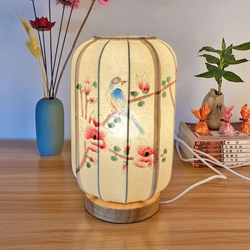 Современная пасторальная китайская настольная лампа Прикроватная тумбочка для спальни Свадебная настольная лампа Татами из массива дерева подвесные светильники для домашнего декора