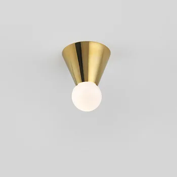 Простой светодиодный потолочный светильник золотисто-латунного цвета, потолочный светильник для коридора, балкона, мини-минимализм, бра для ванной комнаты