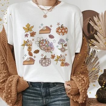 Женская летняя модная универсальная милая футболка Kawaii с короткими рукавами на Хэллоуин, забавная повседневная футболка с принтом 90-х, базовая повседневная футболка с принтом 90-х.
