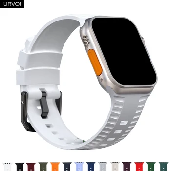 Спортивный ремешок URVOI для Apple Watch ultra Series 8 7 6 SE 54321 Прочный силиконовый ремешок для iWatch с черной пряжкой на запястье