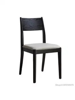 Обеденный стул из массива дерева в скандинавском стиле, домашняя Современная минималистичная небольшая квартира, мягкая упаковка из ясеня, Черный Минималистичный стул для столовой со спинкой