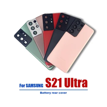 Новая задняя крышка для Samsung Galaxy S21 Ultra Battery Задняя дверь, 3D стеклянная панель, корпус аккумулятора, чехол + клей + объектив камеры