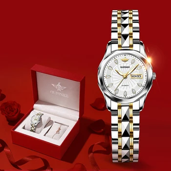 Женские часы люксового бренда OUPINKE, автоматические механические наручные часы из вольфрамовой стали, водонепроницаемые сапфировые люминесцентные часы