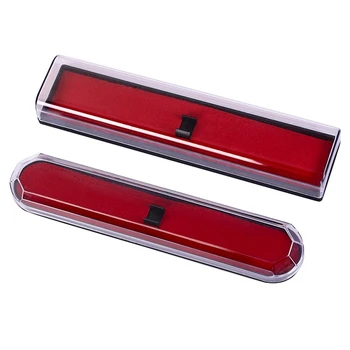 2ШТ Прозрачных пластиковых пеналов Пустой держатель для одной ручки Упаковка для ручек Подарочная коробка Карманный протектор с красной фланелевой внутренней частью