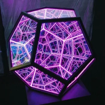 Креативный Ночник LED Dodecahedron Art Light Детская Спальня Led Luminaria Galaxy Проектор Настольная Лампа Эстетический Декор комнаты