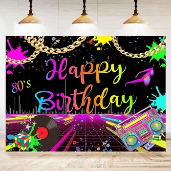 Фон для фотографии Тема 80-х Хип-хоп Украшения для дня рождения Ретро Граффити Неоновый Фон 80-х Баннер