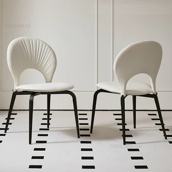 Роскошные обеденные стулья Nordic Light для домашнего отдыха, кремовый стул со спинкой для столовой с дизайнерским обеденным стулом высокого уровня Sense