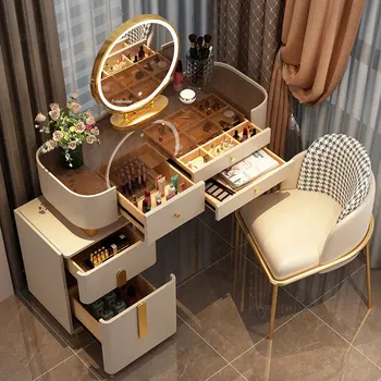 Минималистичные зеркальные комоды с сенсорным экраном Скандинавская мебель для спальни Современный продвинутый туалетный столик Легкий Роскошный шкаф для хранения