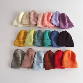 Осенне-зимние вязаные разноцветные шапочки в корейском стиле для мальчиков и девочек, модные детские универсальные шапочки, детские шапочки