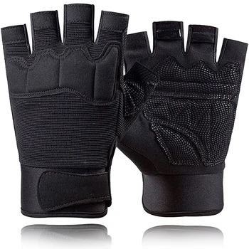 Перчатки без пальцев, нескользящие дышащие Регулируемые перчатки для верховой езды, для тренировок на велосипеде, охоты, скалолазания, тактические перчатки на полпальца