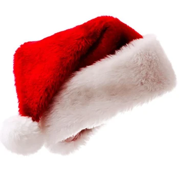 Рождественская шляпа для взрослых, большие Плюшевые рождественские шляпы с шариками, Женская Мужская Красная Шляпа Санта-Клауса, высококачественные мягкие плюшевые шляпы