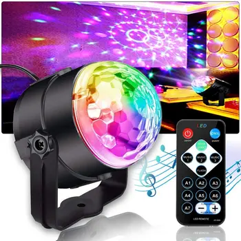 Светодиодный диско свет этапа вращающийся DJ шар стробоскоп пульт дистанционного управления звуком Магия танца автомобиль RGB Рождество подарок клубной вечеринки лазерное шоу лампа