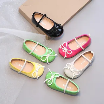 Обувь принцессы для маленьких девочек, детские балетки ярких цветов с бантиком-бабочкой, легкая обувь для малышей, осенняя детская обувь на плоской подошве