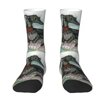Носки для собак Kawaii Greyhound Whippet Для мужчин и женщин, Теплые Спортивные Футбольные носки с 3D-печатью