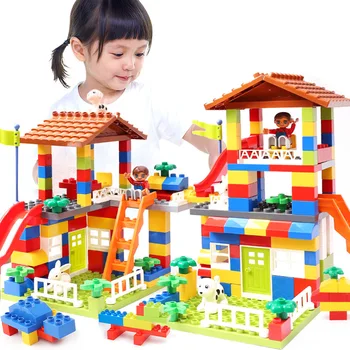 89 шт. Строительные блоки, игрушки-горки большого размера, блоки для крыши с крупными частицами, совместимые двухслойные кирпичные игрушки для городского дома для детей