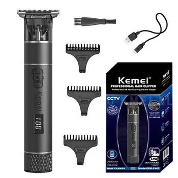 Профессиональный триммер для волос Kemei zero balde для мужчин, электрическая машинка для стрижки бороды, парикмахерская беспроводная машинка для стрижки волос, перезаряжаемая