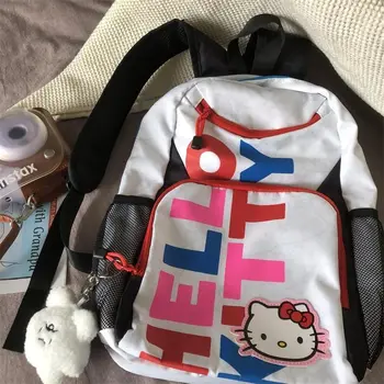 Школьный рюкзак Kawaii Sanrio Hellokitty, Мультяшная сумка через плечо, Женский школьный рюкзак Mori, Нишевые рюкзаки из сотен предметов
