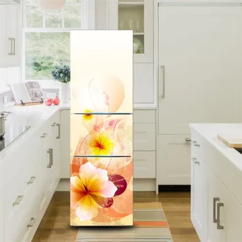 Креативное украшение холодильника, Красивые цветы, Кухонные самоклеящиеся наклейки на холодильник с одной дверью