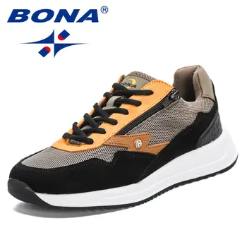 BONA 2023, Новые дизайнеры, мужская модная повседневная обувь, мужская обувь для отдыха, повседневная обувь, дышащие уличные сетчатые легкие кроссовки