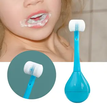Детская зубная щетка, силиконовая детская зубная щетка, Очаровательный милый стакан, Трехсторонняя зубная щетка, Аксессуар для ухода за здоровьем