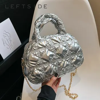 LEFTSIDE 2023 Корейская мода Y2k Нейлоновая стеганая сумка через плечо для женщин Мягкая плиссированная сумка через плечо с короткой ручкой Сумки